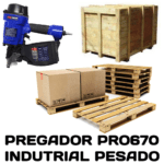 Pregador pneumático PDR PRO 670 e caixas de madeira