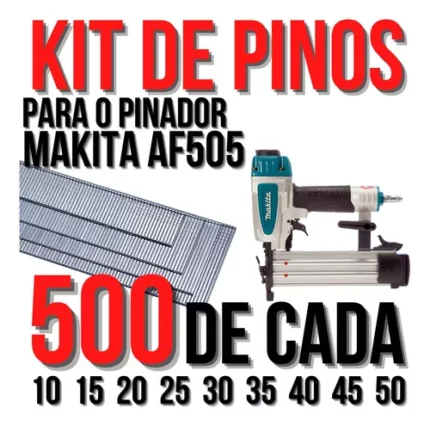 Kit Pino De Pinador Makita Af505 - 500 De Cada Do 10 Ao 50mm