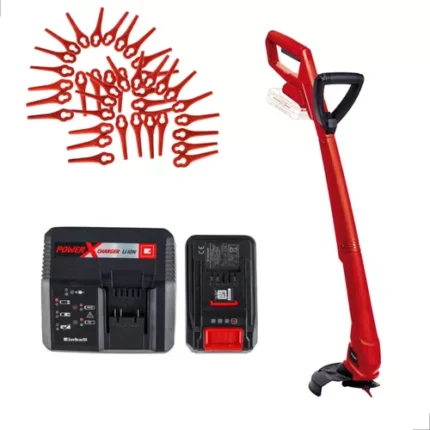 Kit roçadeira einhell silenciosa + bateria 2ah + carregador